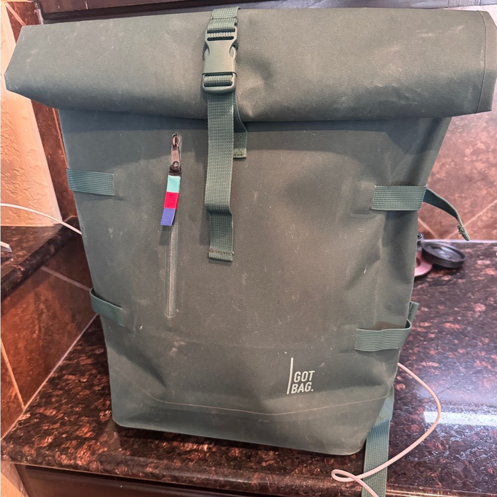 Green Roll-Top Backpack